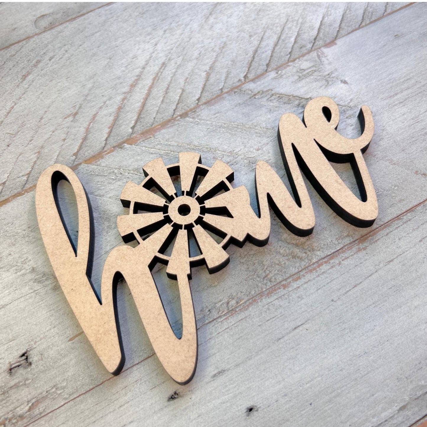 Home with Windmill Wood Word Cutout | Fall Words