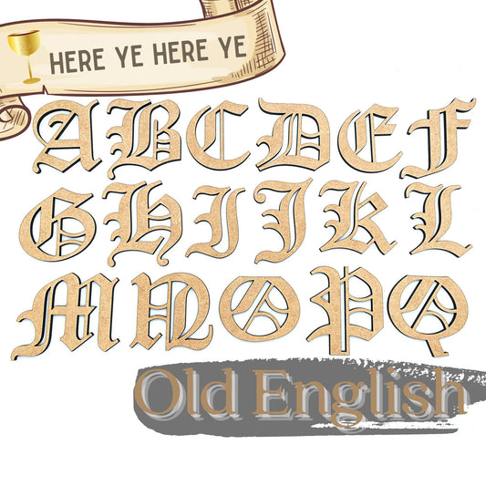 Old English Wooden Letters