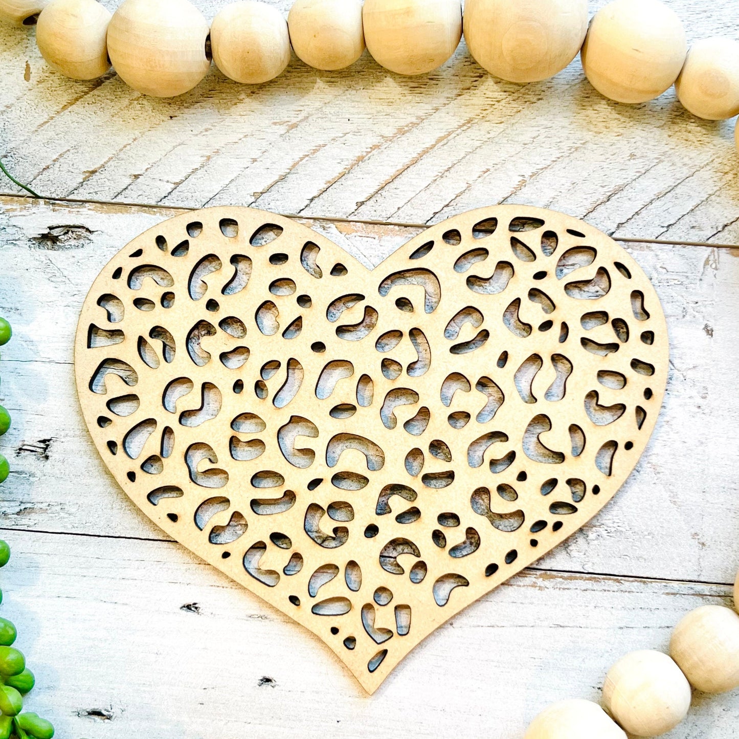 Large Leopard Heart | Valentine Heart | Heart with Leopard Print| Valentine Crafts | Wood Heart Cutout | 1 layer or 2 Layer