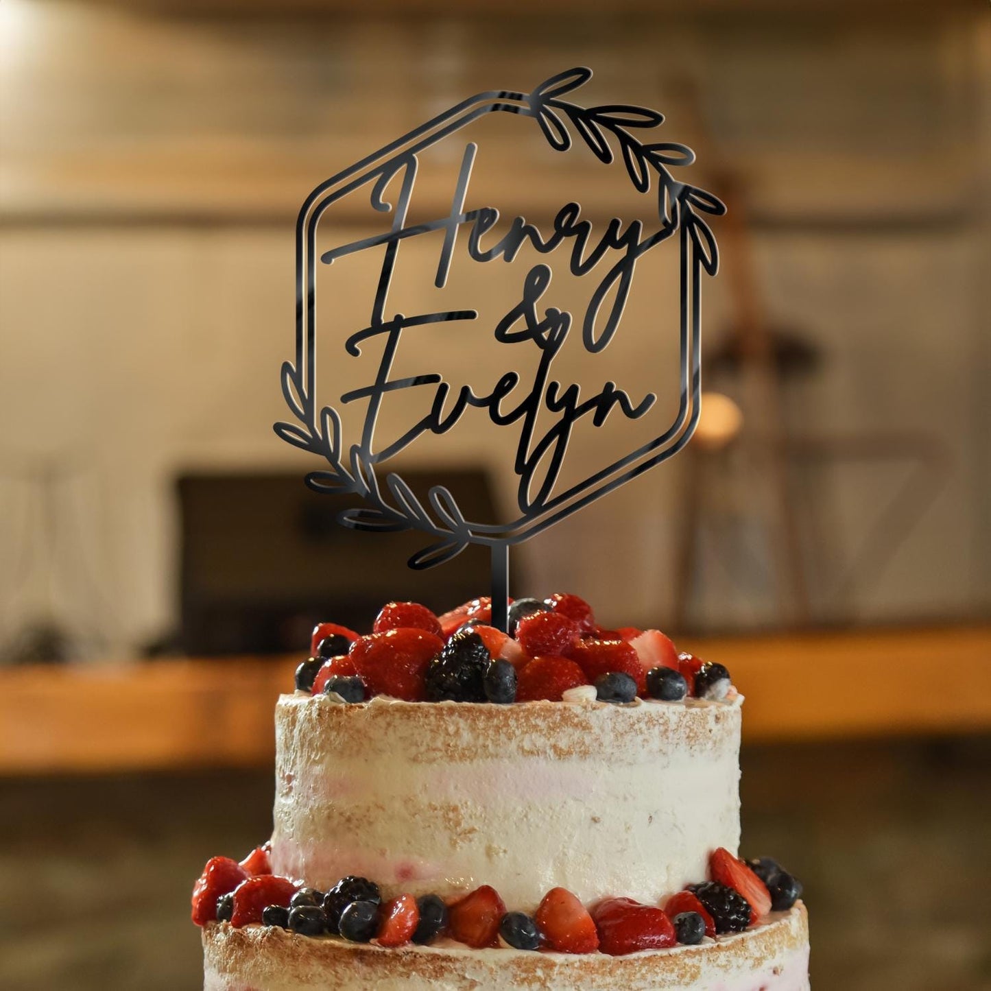 Wedding Personalized Cake Topper | Custom Name Cake Decor | Rustic Wedding Cake Decor | Anniversary Cake Topper | Personalized Wedding Decor