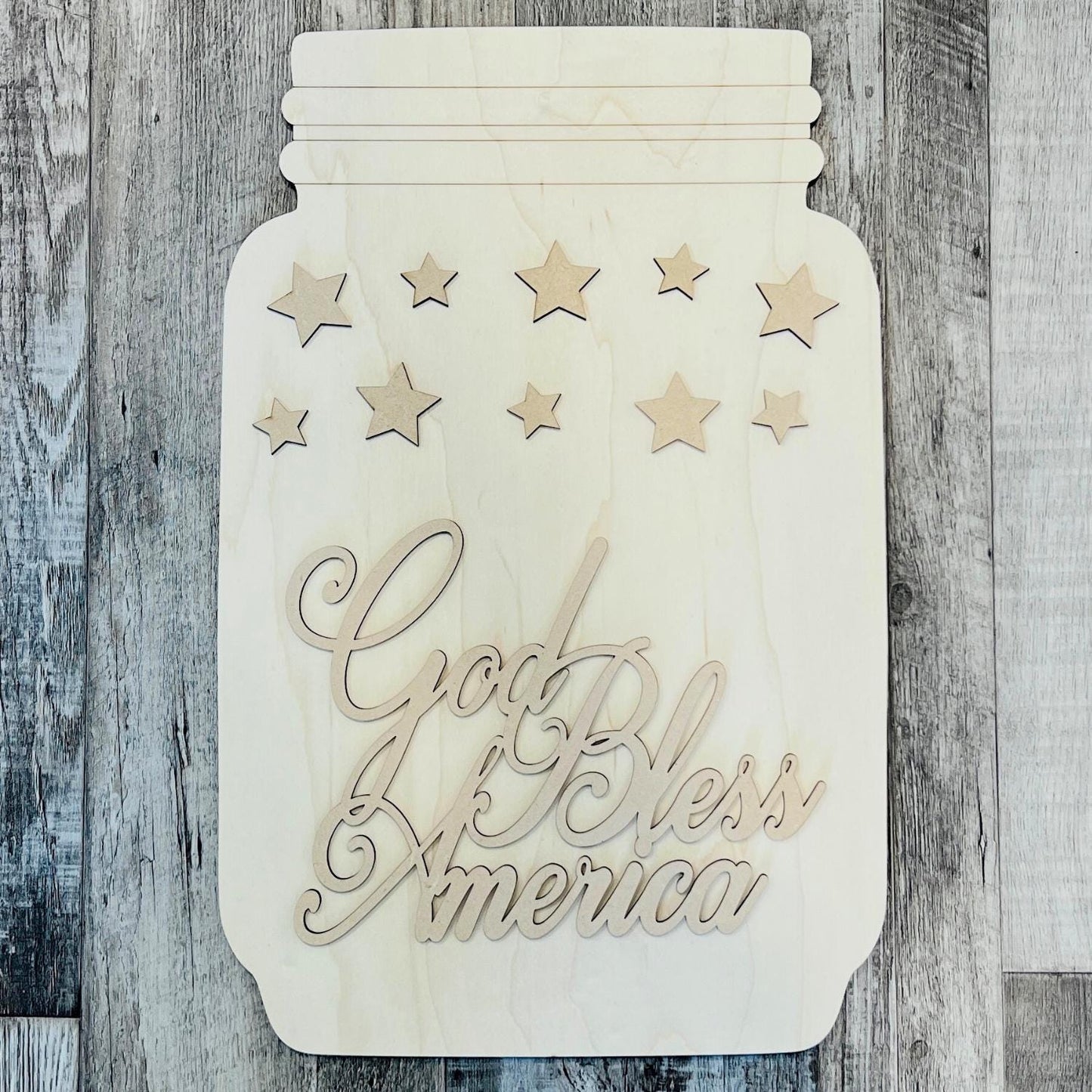 4th July Mason Jar Paint Kit, Independence Day Paint Party Ideas, Wood Jar Paint Kit, God Bless America Sign, Stars and Stripes Decor
