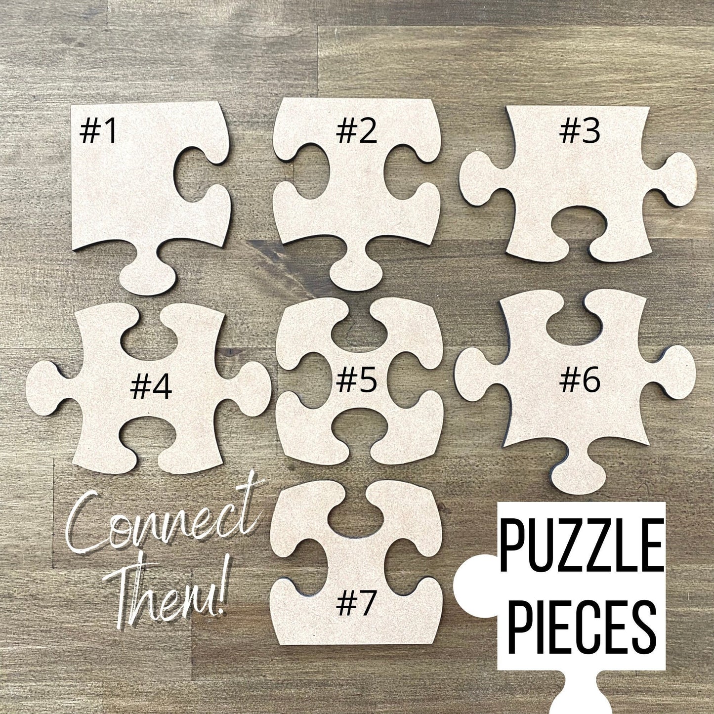 Connecting Puzzle Piece | MDF Wood Puzzle Piece Cutout | Wood DIY Decor | Arts and Crafts Decor | Kids Room Decor