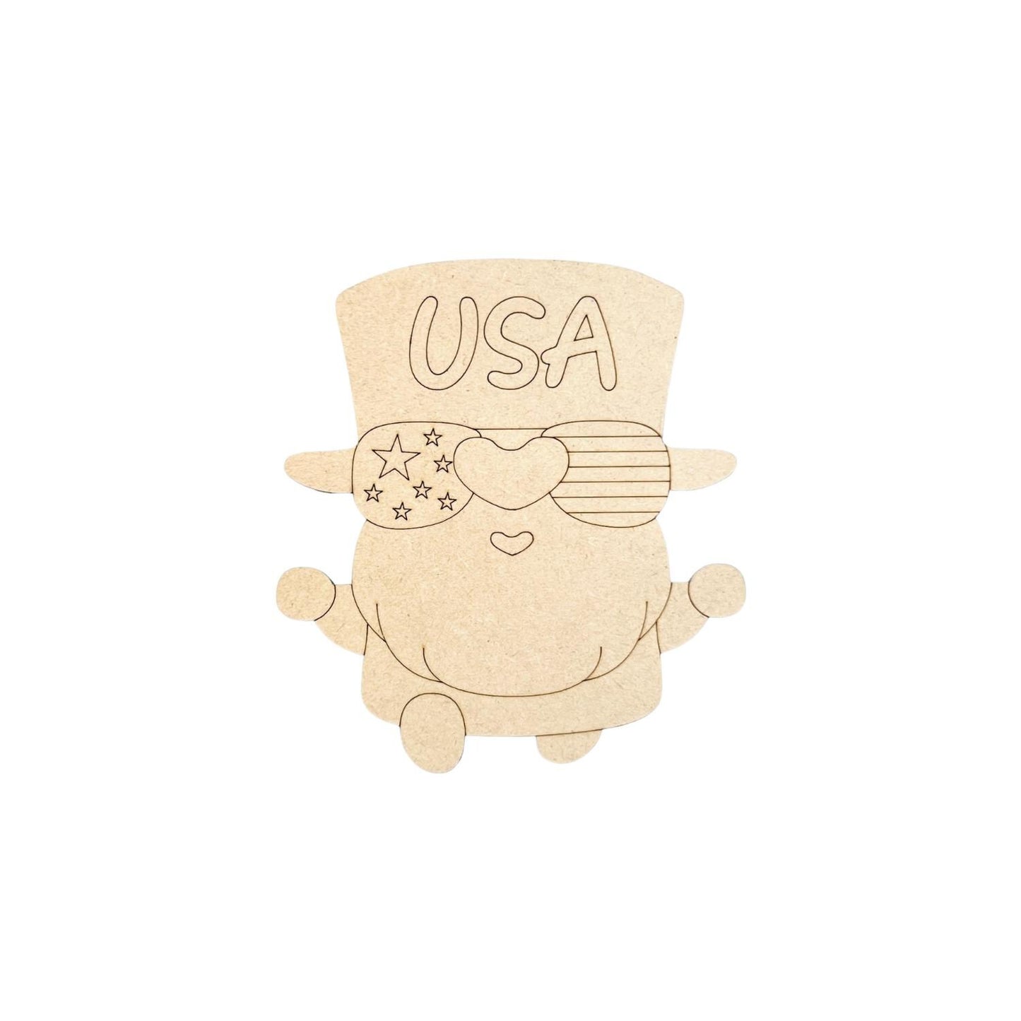Small 3"-10" Patriotic Gnome Wood Cutout | Fourth of July Gnome | 4th of July Wood Cutout | Wood Craft Shapes | 4th of July Crafts