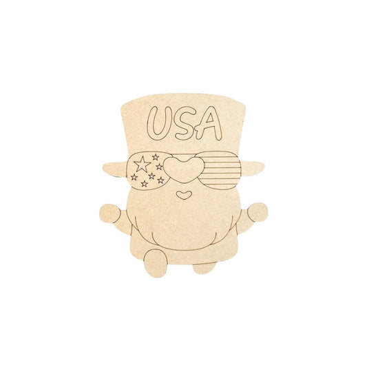 Small 3"-10" Patriotic Gnome Wood Cutout | Fourth of July Gnome | 4th of July Wood Cutout | Wood Craft Shapes | 4th of July Crafts
