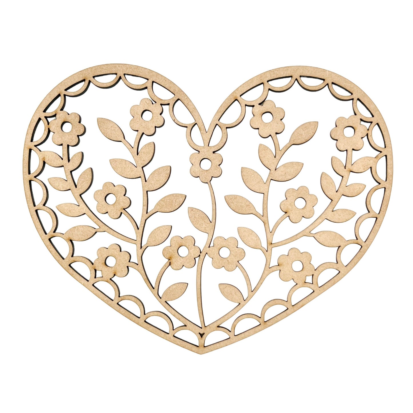 Small Floral Heart | Valentine Heart | Heart with Flowers | Valentine Crafts | Wood Heart Cutout | 1 layer or 2 Layer