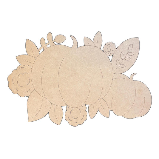 Pumpkin with Flowers | Fall Craft Shapes | Wood Fall Pumpkin |  Pumpkin Door Hanger