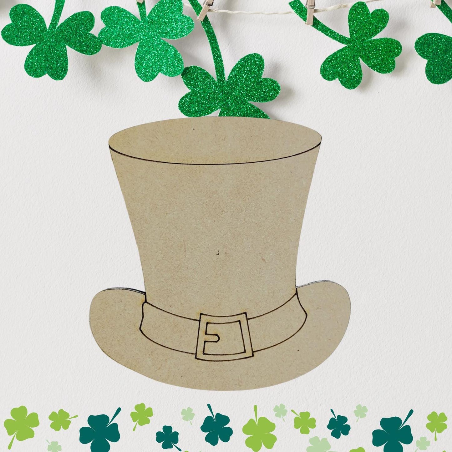 Small 2"- 10" | Tall Buckle Hat | St Patrick's Day Decor | Craft Wood Shapes | Spring Decor | DIY Crafts | Paint by Lines