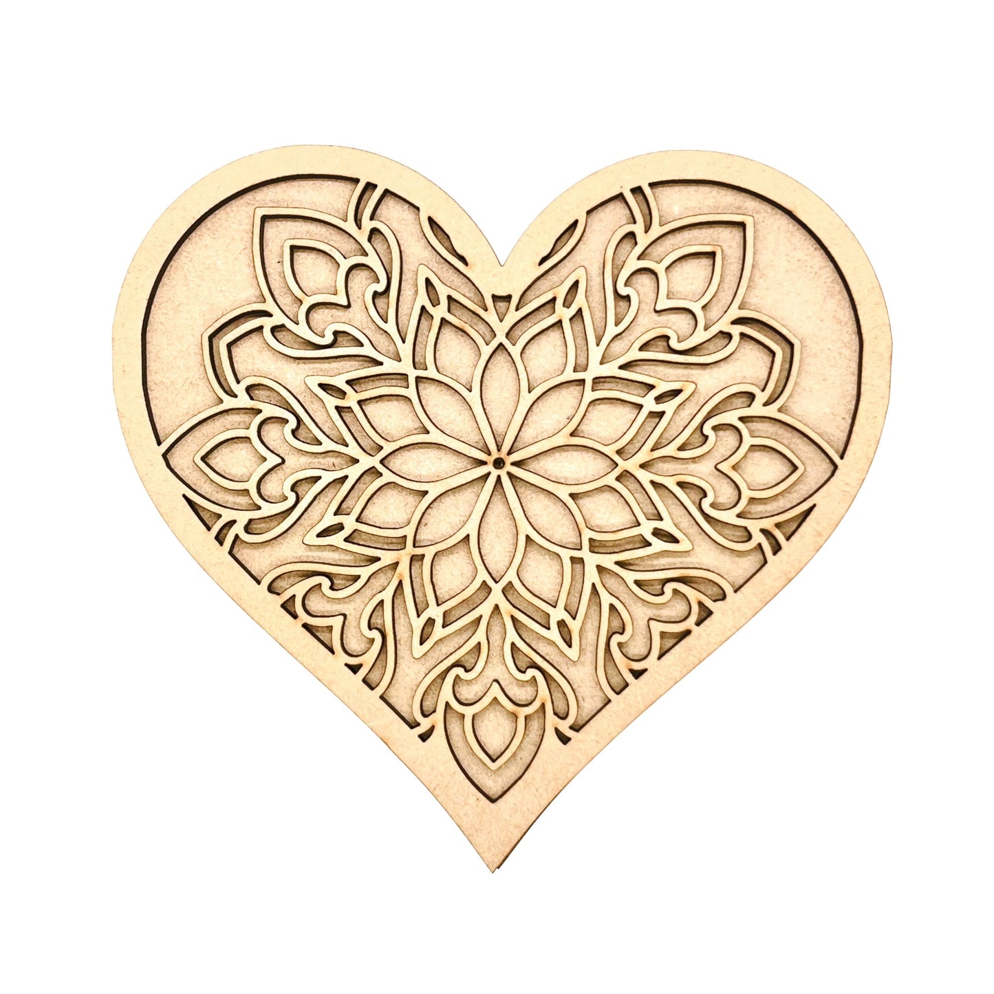 Small Mandala Heart | Valentine Heart | Heart with Flowers | Valentine Crafts | Wood Heart Cutout | 1 layer or 2 Layer