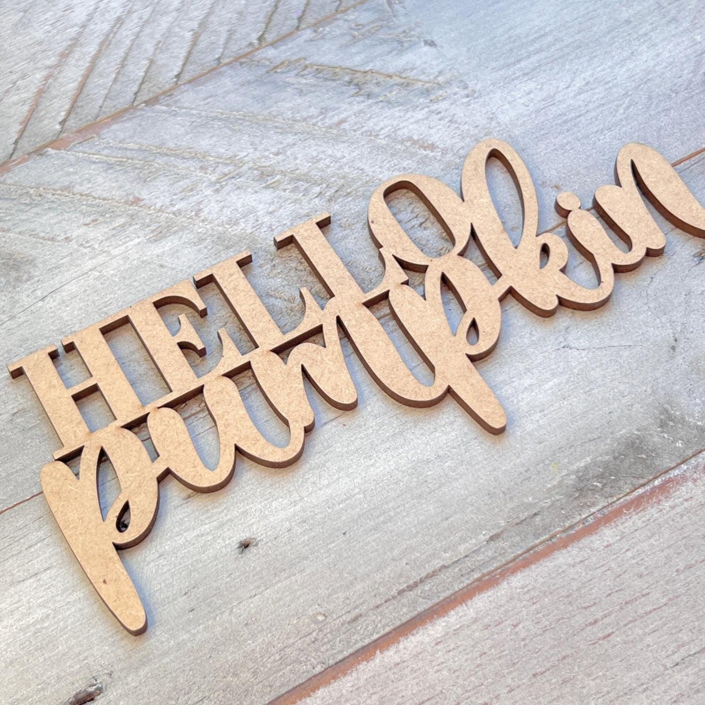 Hello Pumpkin Wood Word Cutout | Fall Words