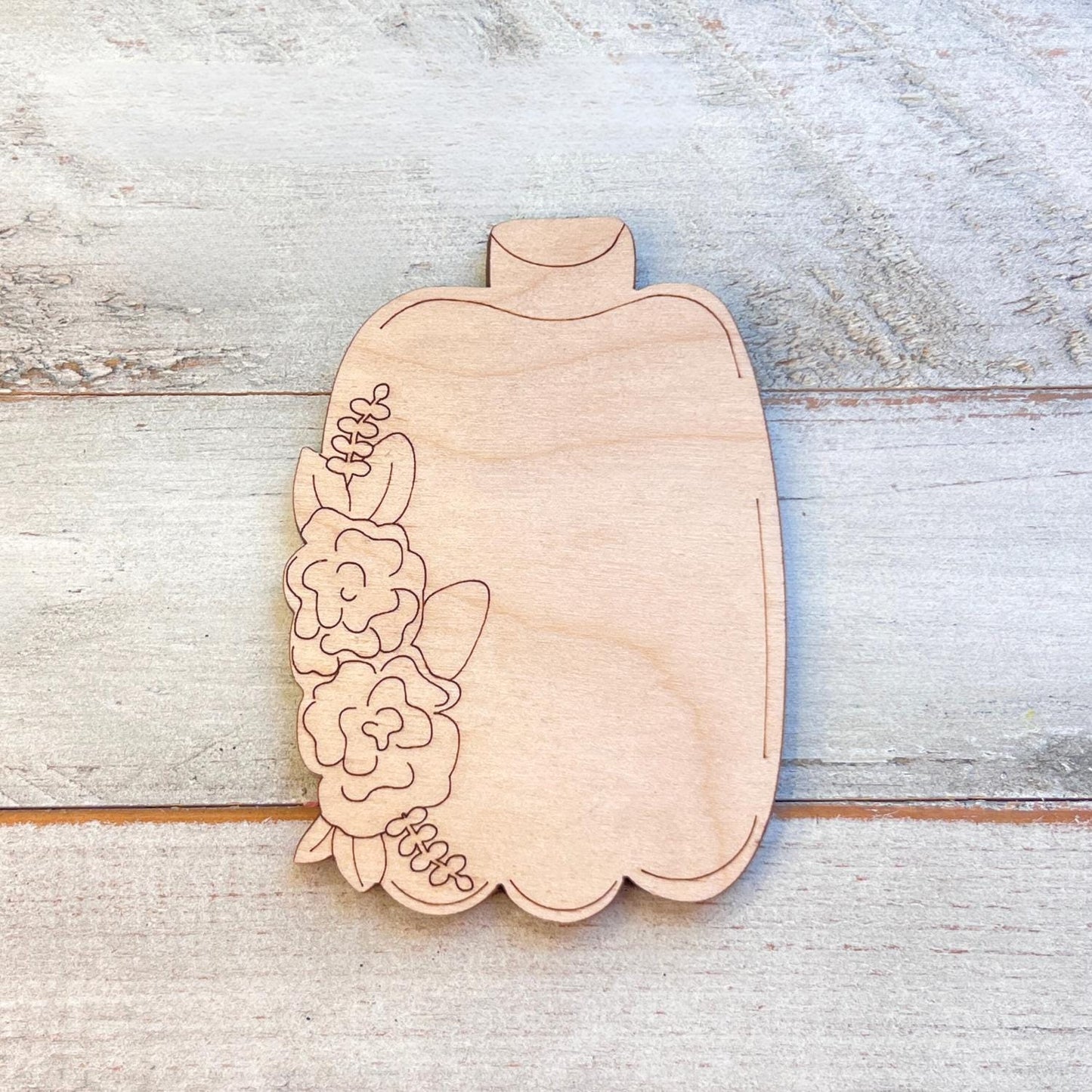 Tall Pumpkin with Floral Arrangement Fall Wood Craft- Paint by line