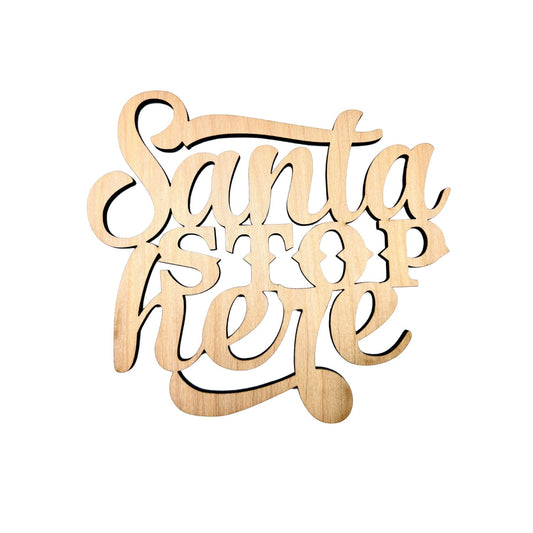 Large Santa Stop Here Sign Wood Cutout | Merry Christmas wood letter | Christmas wreath | Christmas Door hanger | Christmas Crafts |