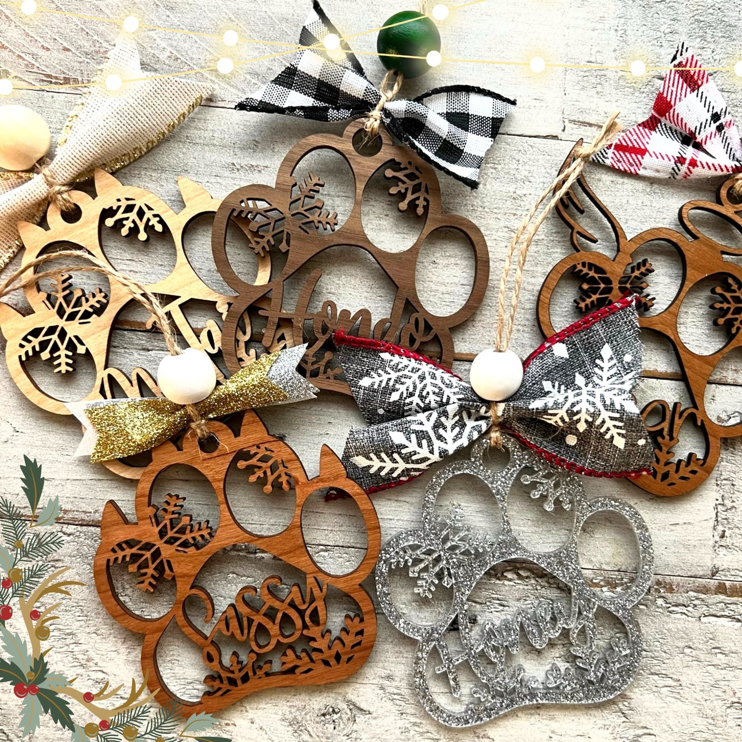 Personalized Pet Ornament | Christmas Paw Print | Custom Cat Print Ornament | Christmas Handmade Ornaments | Holiday Decor