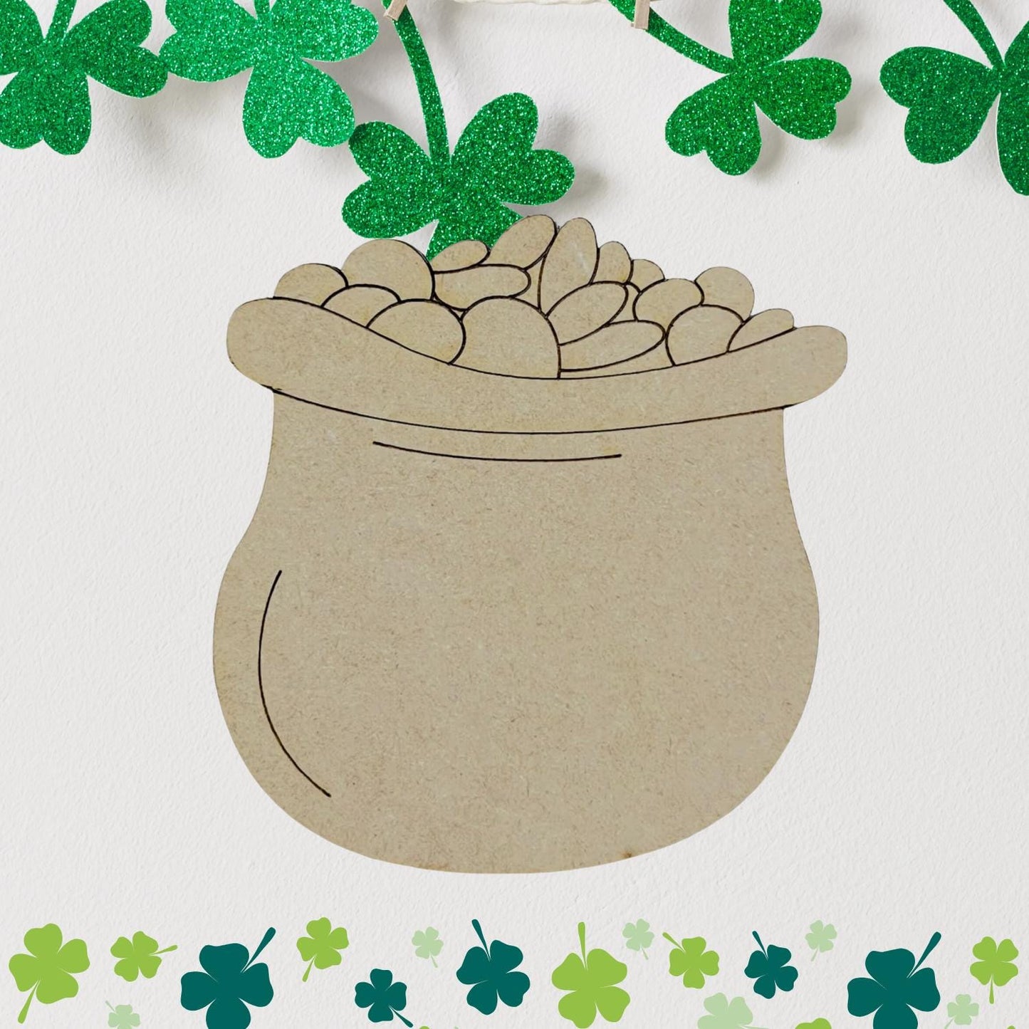 Large 12" - 22" | Pot of Gold | St Patrick's Day Decor | Craft Wood Shapes | Spring Decor | DIY Crafts | Paint by Lines