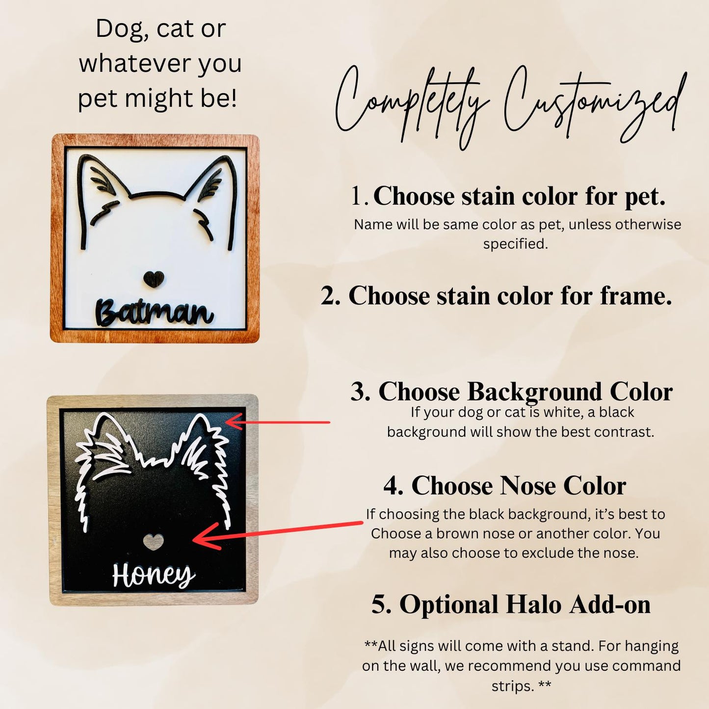 Custom Drawn Pet Ear Sign With Basic Frame