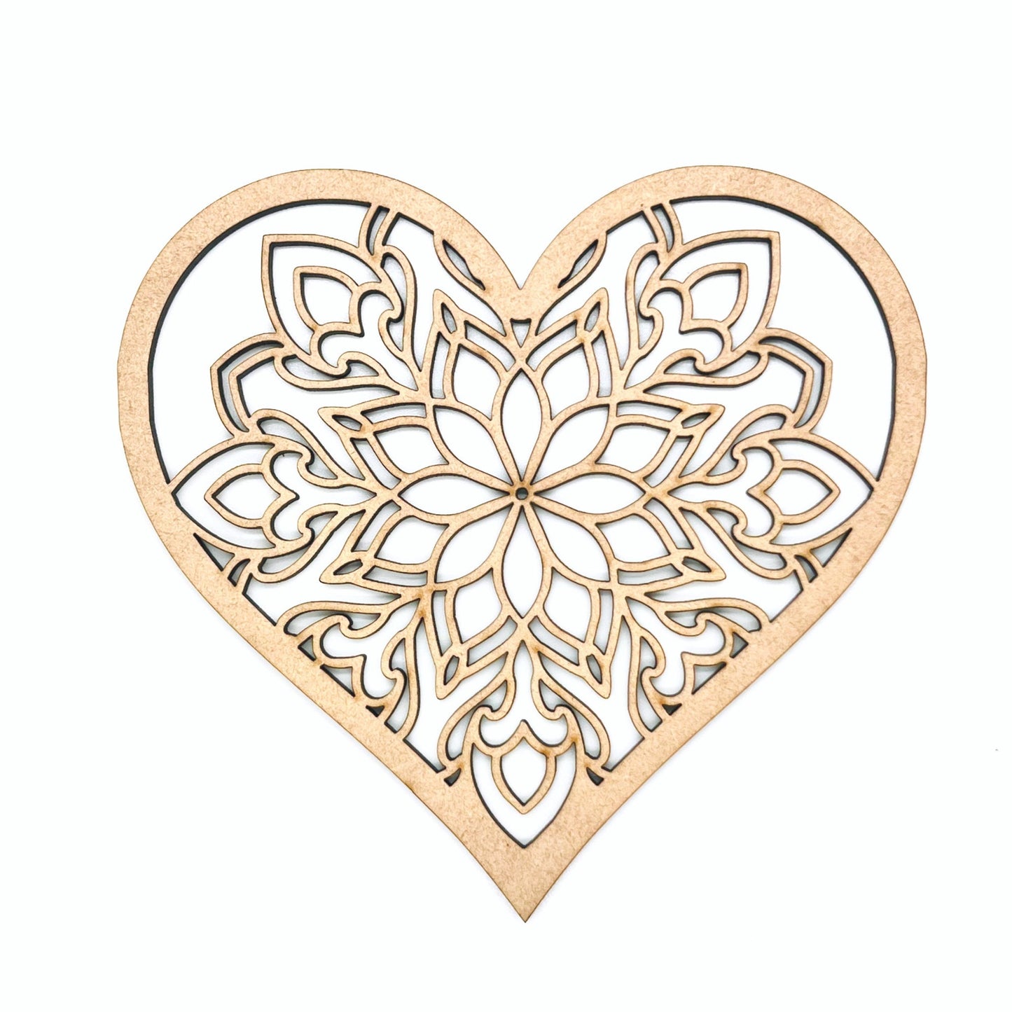 Large Mandala Heart | Valentine Heart | Heart with Flowers | Valentine Crafts | Wood Heart Cutout | 1 layer or 2 Layer