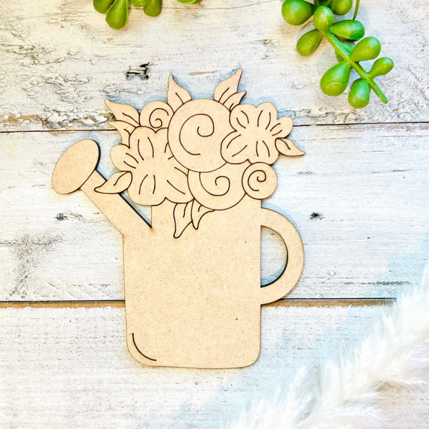 Large Watering Can | Wood Watering Can | Craft Wood Shapes | Spring Decor | DIY Crafts | Paint by Lines