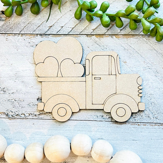 Small Valentine Truck | Valentine Crafts | Old Truck Wood Cutout | Valentine Decor | Paint by Line Crafts
