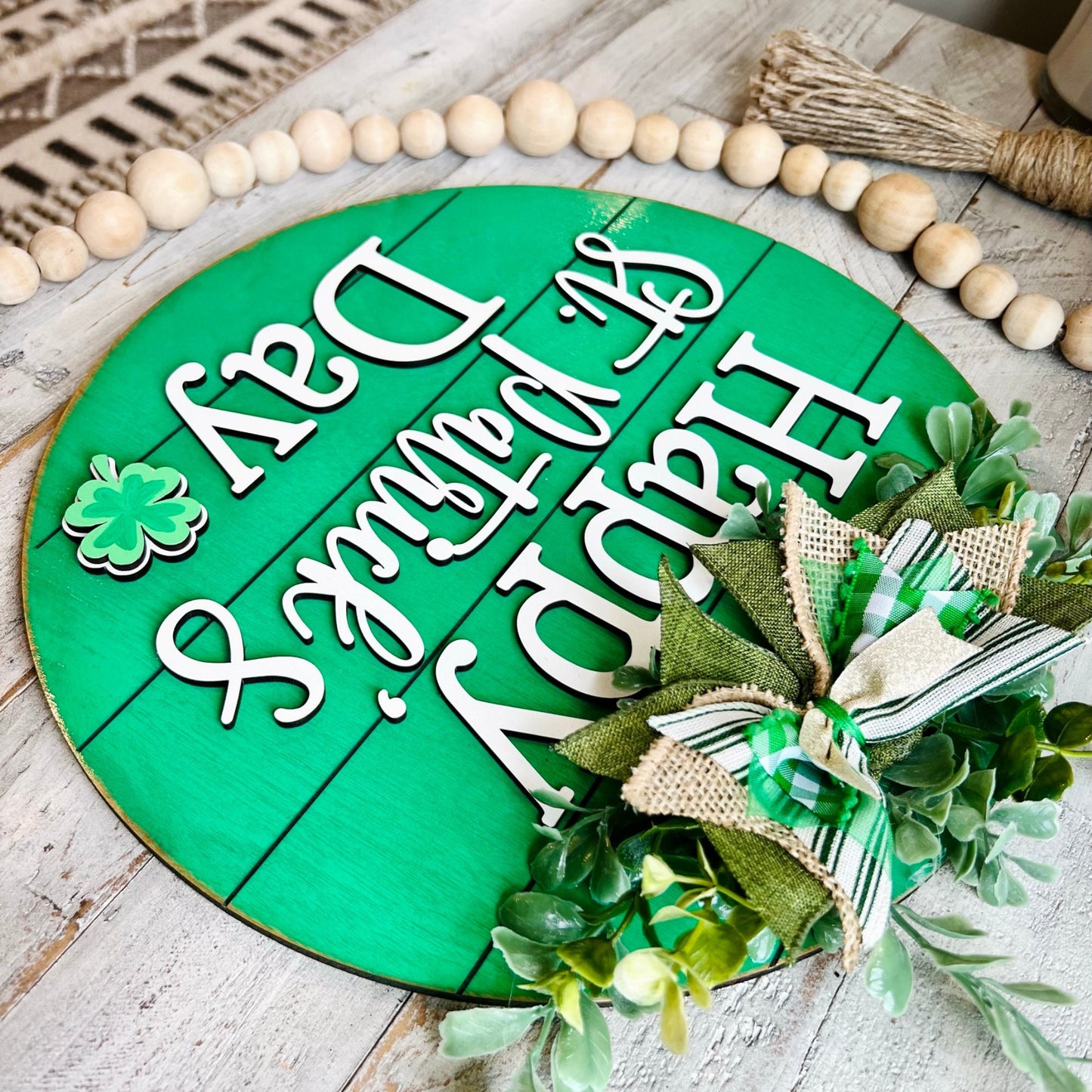 St. Patrick's Day Door Hanger | Happy Saint Patrick's Day Welcome Sign | Door Hanger | Wood Welcome Sign