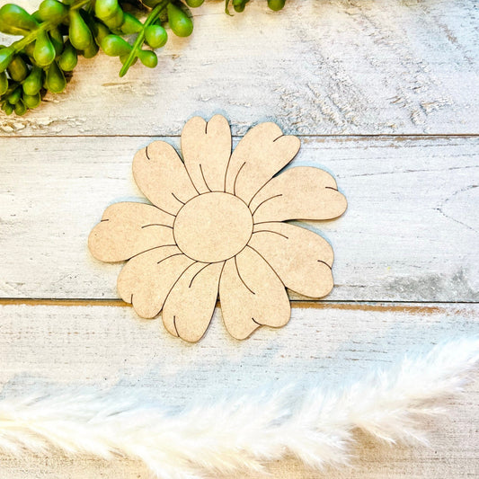 Small 3"-10" | Wood Flower | Daisy Cutout | Wood Flower Decor | Flower Vase | Craft Wood Shapes | Spring Decor | DIY Crafts | Paint by Lines