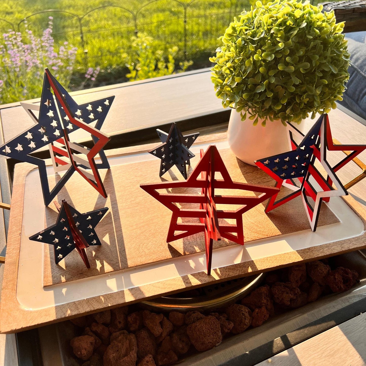 3D Patriotic Stars, Freestanding Stars, Table Top 4th of July, Shelf Sitter Stars,  Cute Star Crafts, Unfinished Craft Wood Shapes, Set of 5