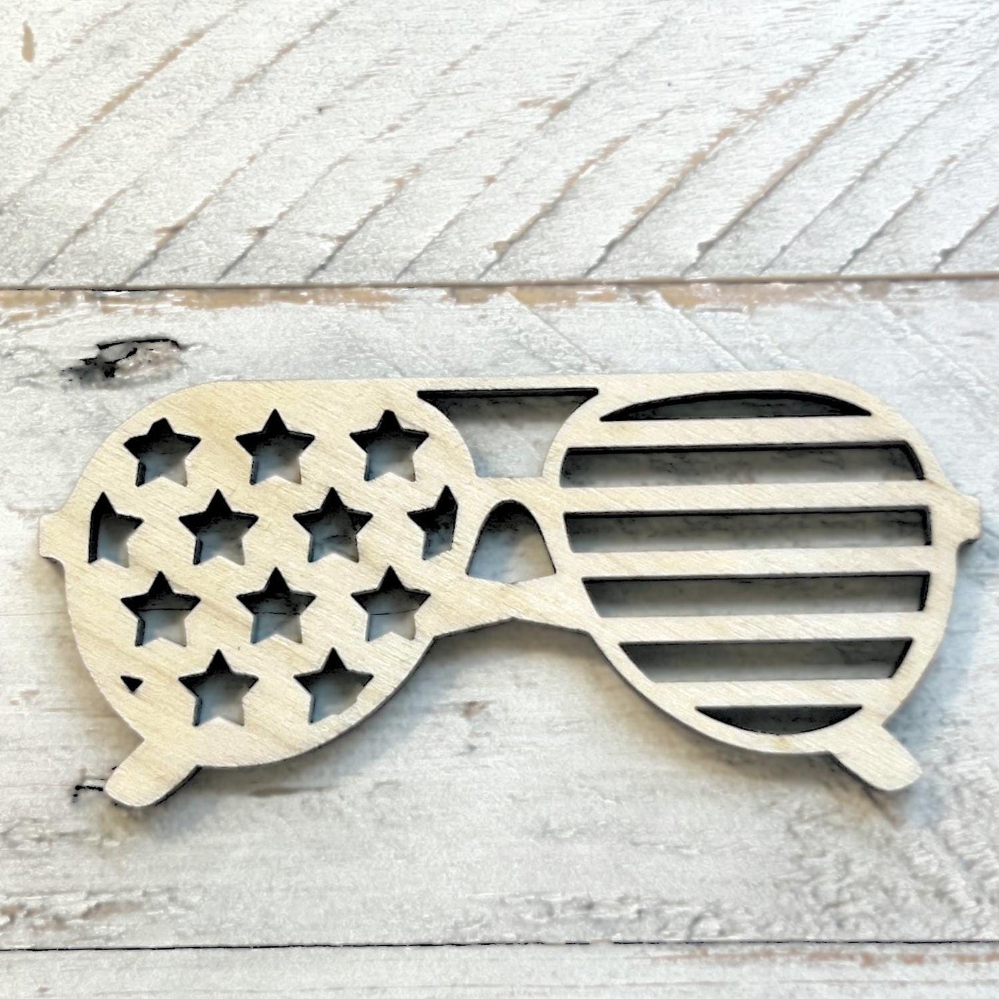 Large 12" +  American Flag Glasses | Patriotic Sunglasses | Fourth of July Shape | 4th of July Wood Cutout | 4th of July Crafts
