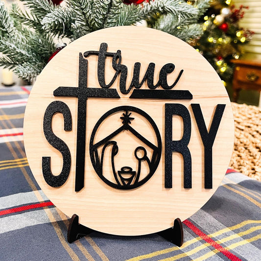 True Story Sign | Christmas Story Sign | Minimalistic Christmas Round | Christmas Gifts for Family