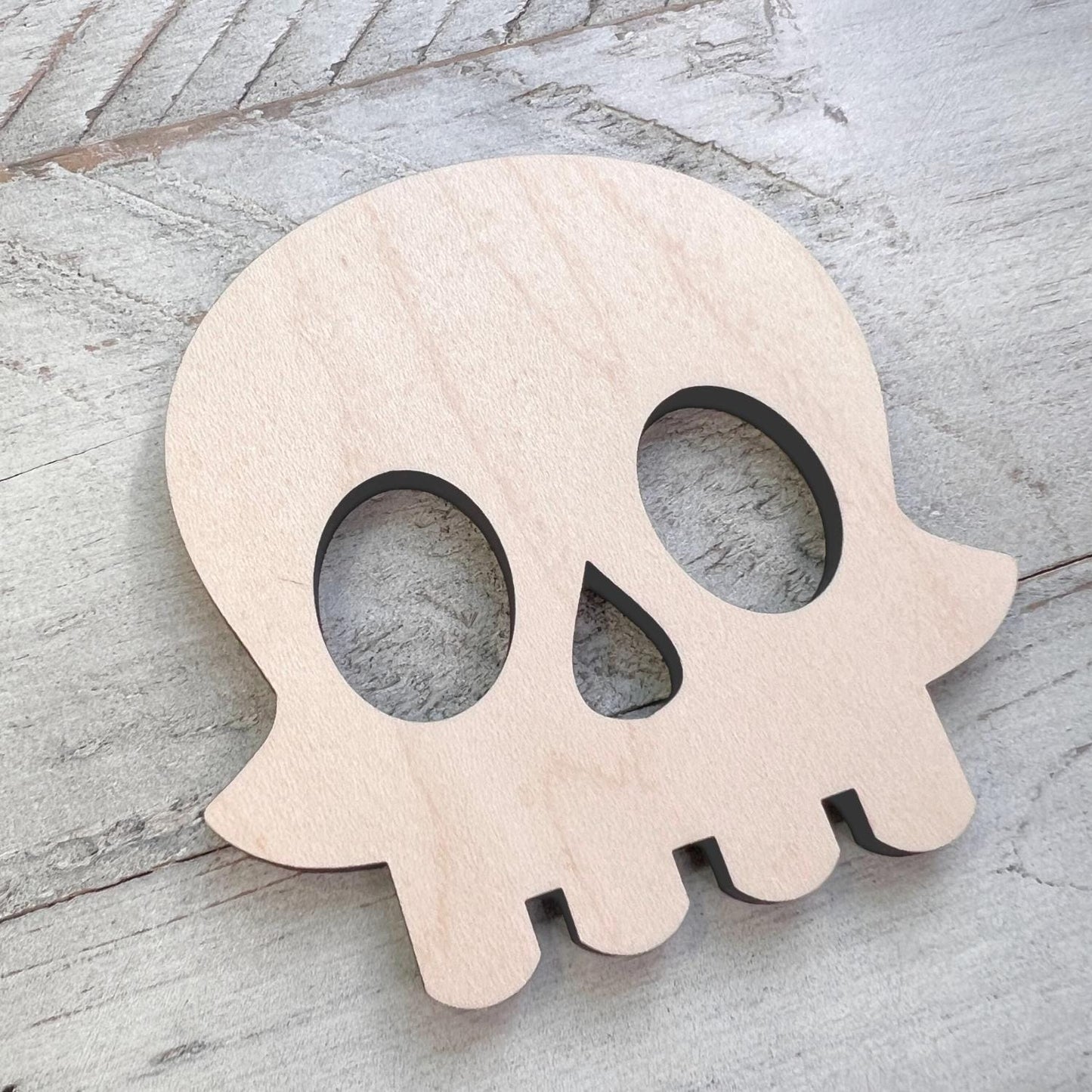 Skull Head Wood Cutout | Wooden Skull Head Craft Halloween Cutout