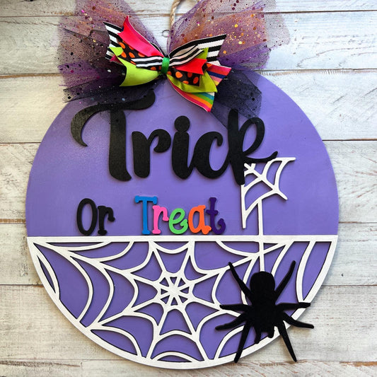 Bright Colorful Halloween Door Hanger | Purple Halloween | Halloween Sign