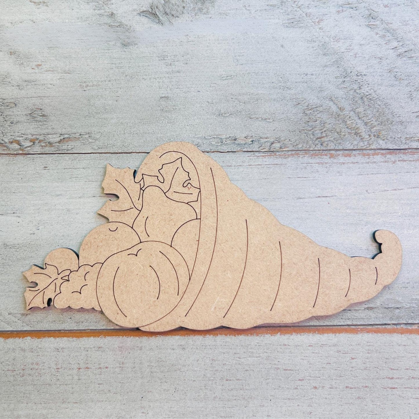 Thanksgiving Cornucopia Fall Wood Craft- Paint by line