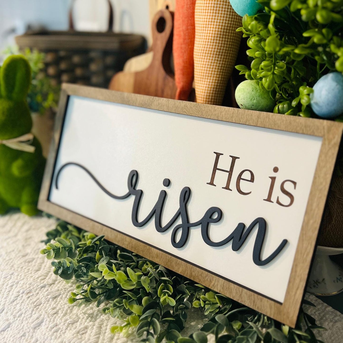 Easter Home Decor Sign | He Is Risen Sign | Farmhouse Decor | Easter Gifts | Wood Sign | Resurrection Day Sign