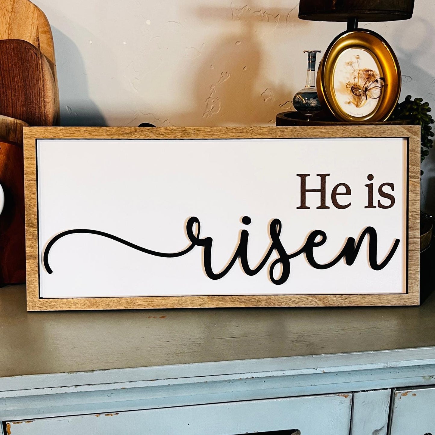 Easter Home Decor Sign | He Is Risen Sign | Farmhouse Decor | Easter Gifts | Wood Sign | Resurrection Day Sign