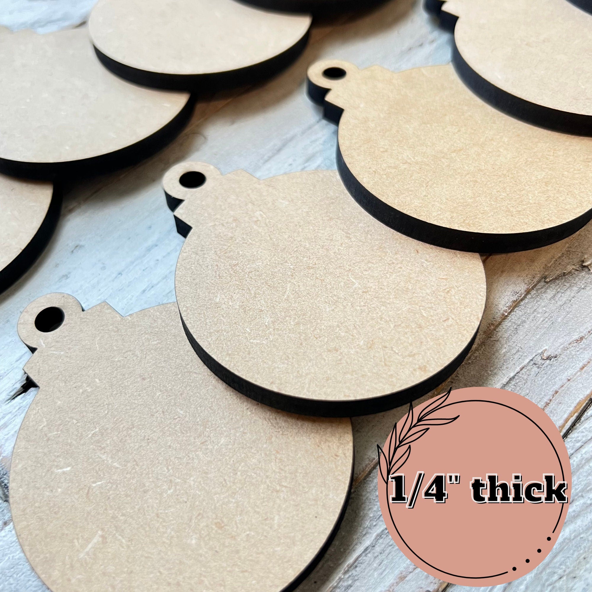 Blank Wood Christmas Ornaments | Wood Ornaments | Craft Ornaments | DIY Ornaments | Wood Blank | 1/4" Wood Ornaments