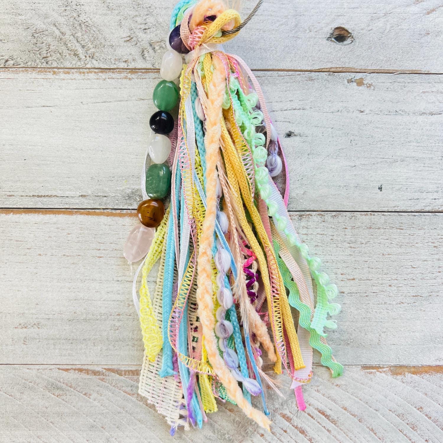 Bag Tassel with Real Gem Stones