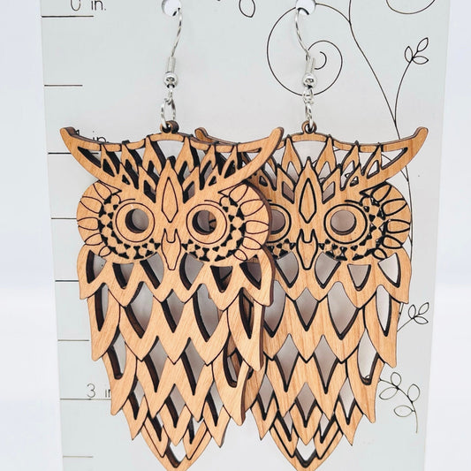 Owl Earrings - Gorgeous & Light Weight - Women's Wood Jewelry - Birthday Gift Ideas - Christmas Gifts