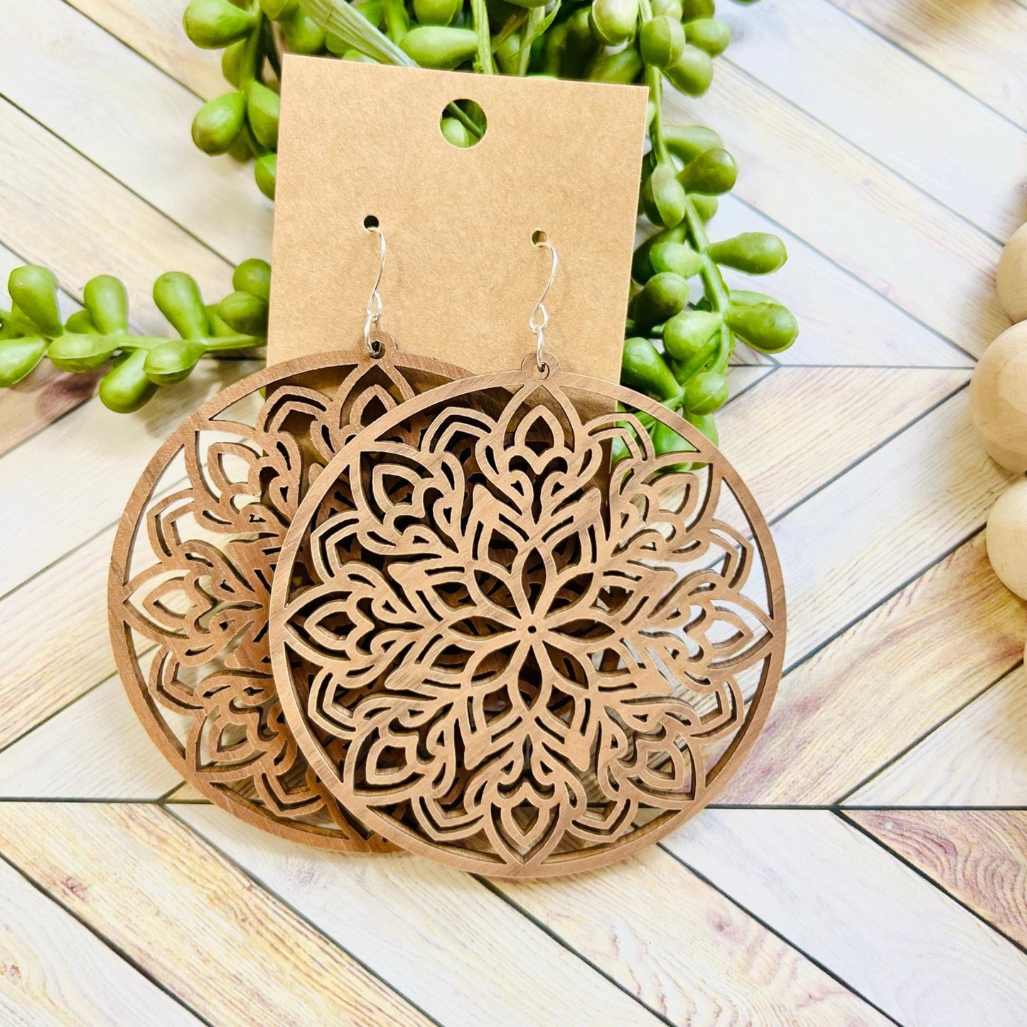 Mandala Laser Cut Wood and Acrylic Earrings| Available in 53 Colors! | Stainless Steel | Gold Plated | Silver Plated
