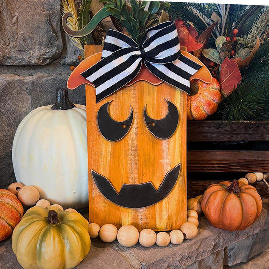Sets of 2 or 5, Wood Pumpkin Face, Halloween Crafts