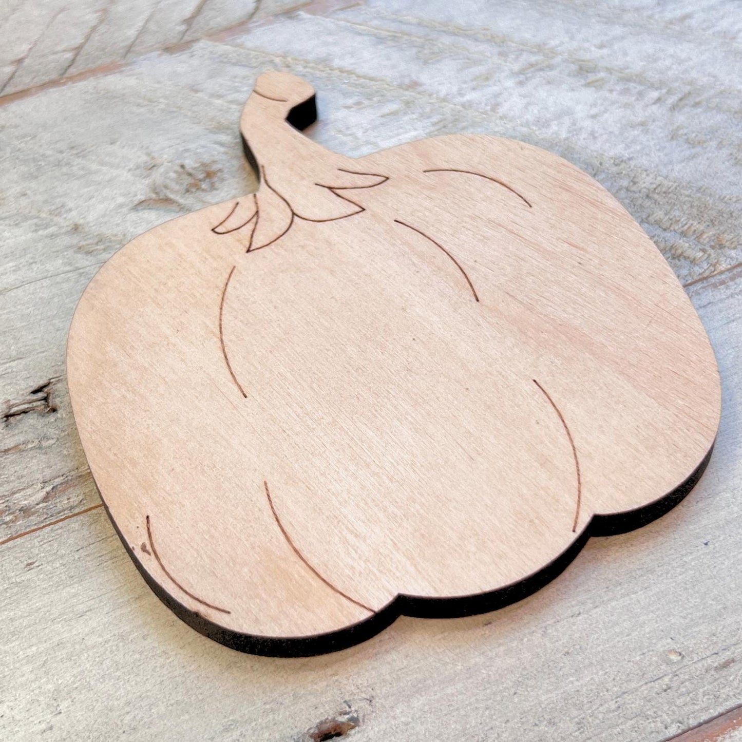 Fat Pumpkin Square with Stem Fall Wood Craft- Paint by line