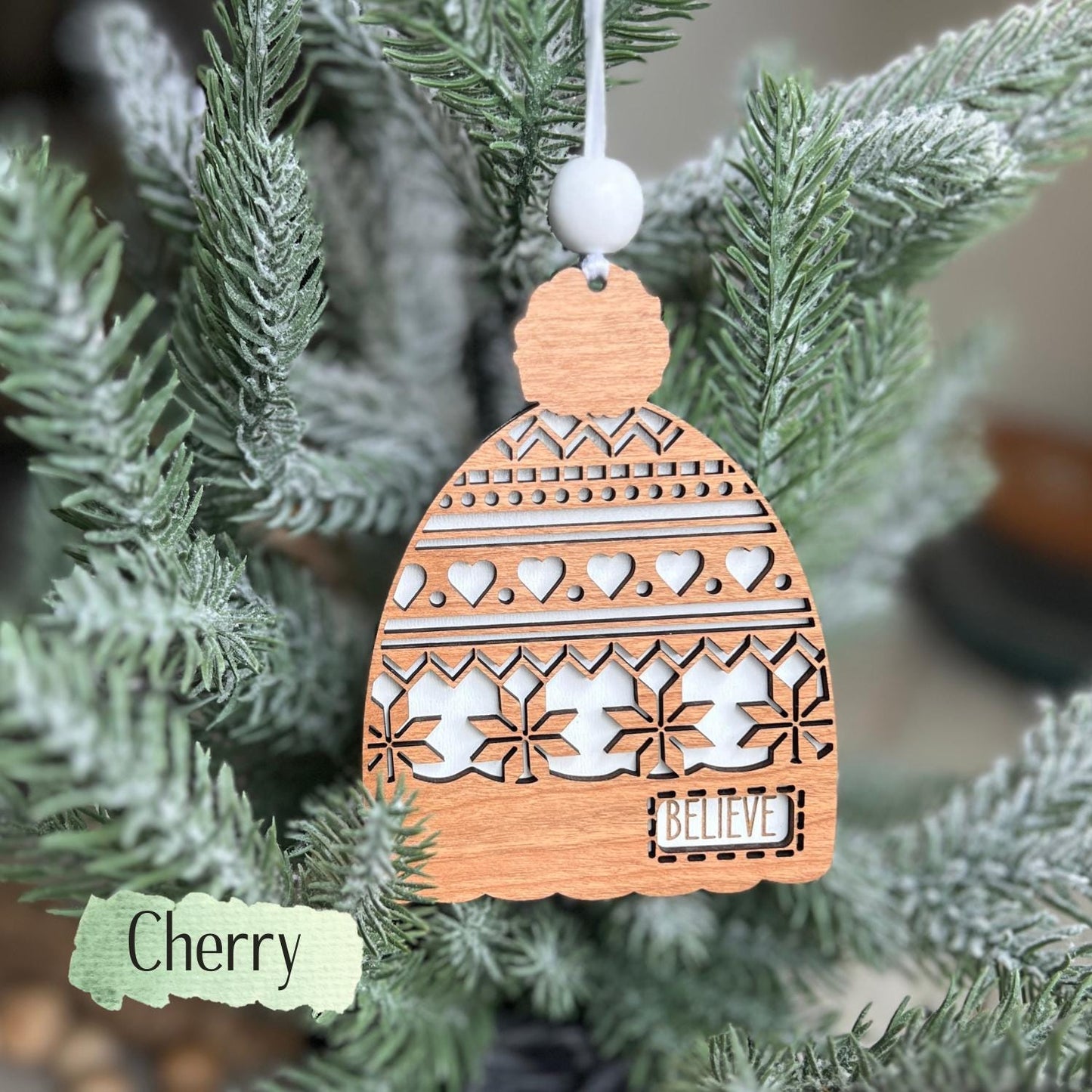 Personalized Beanie Ornament with Name – Winter Hat Ornaments | Custom Holiday Wood Decoration | Made in USA