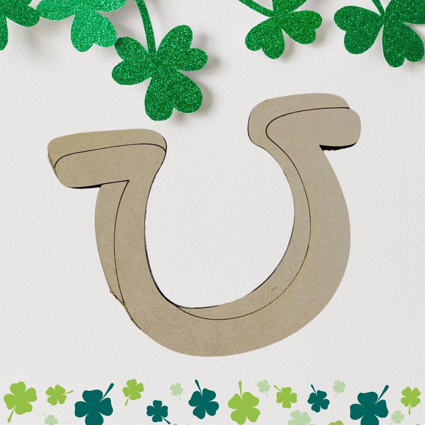Large 12" - 22" | Good Luck Horseshoe | St Patrick's Day Decor | Craft Wood Shapes | Spring Decor | DIY Crafts | Paint by Lines
