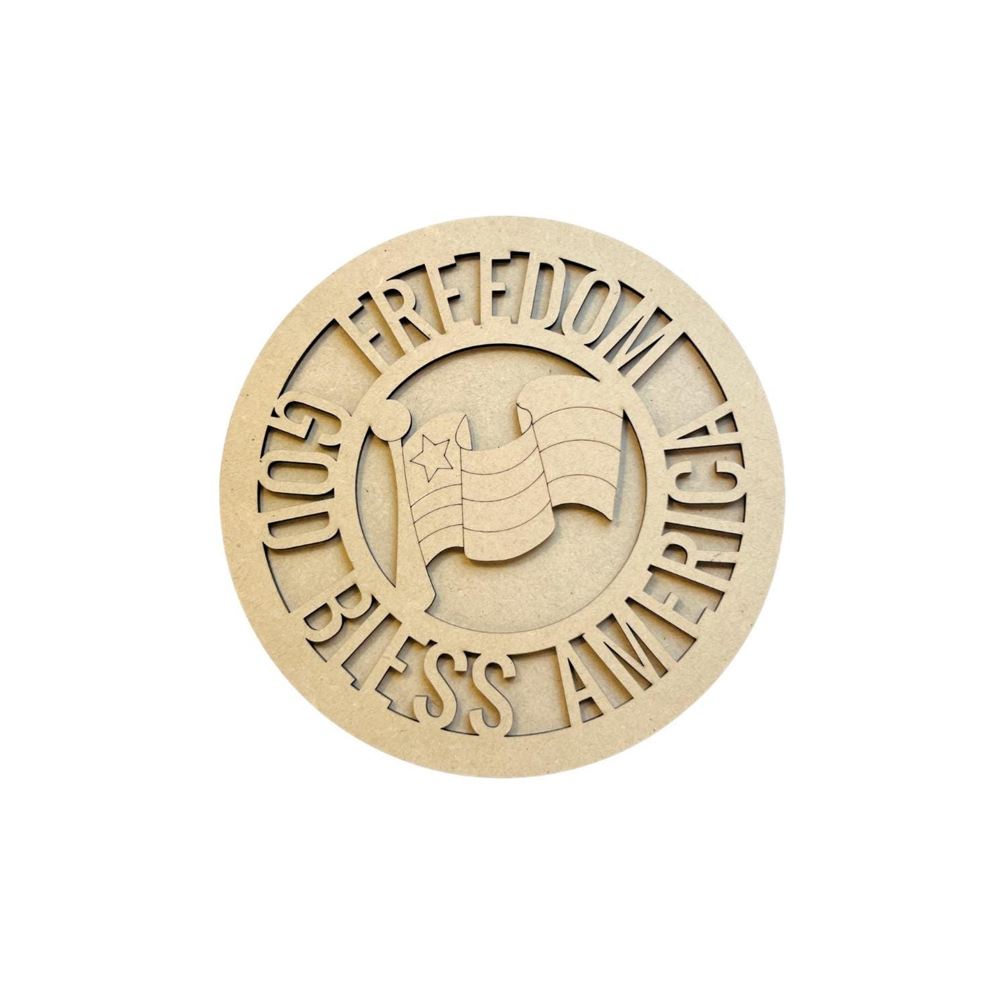 Small 4"-10" Double Layer God Bless America Wood Round | Fourth of July sign | 4th of July Wood Cutout | 4th of July Crafts