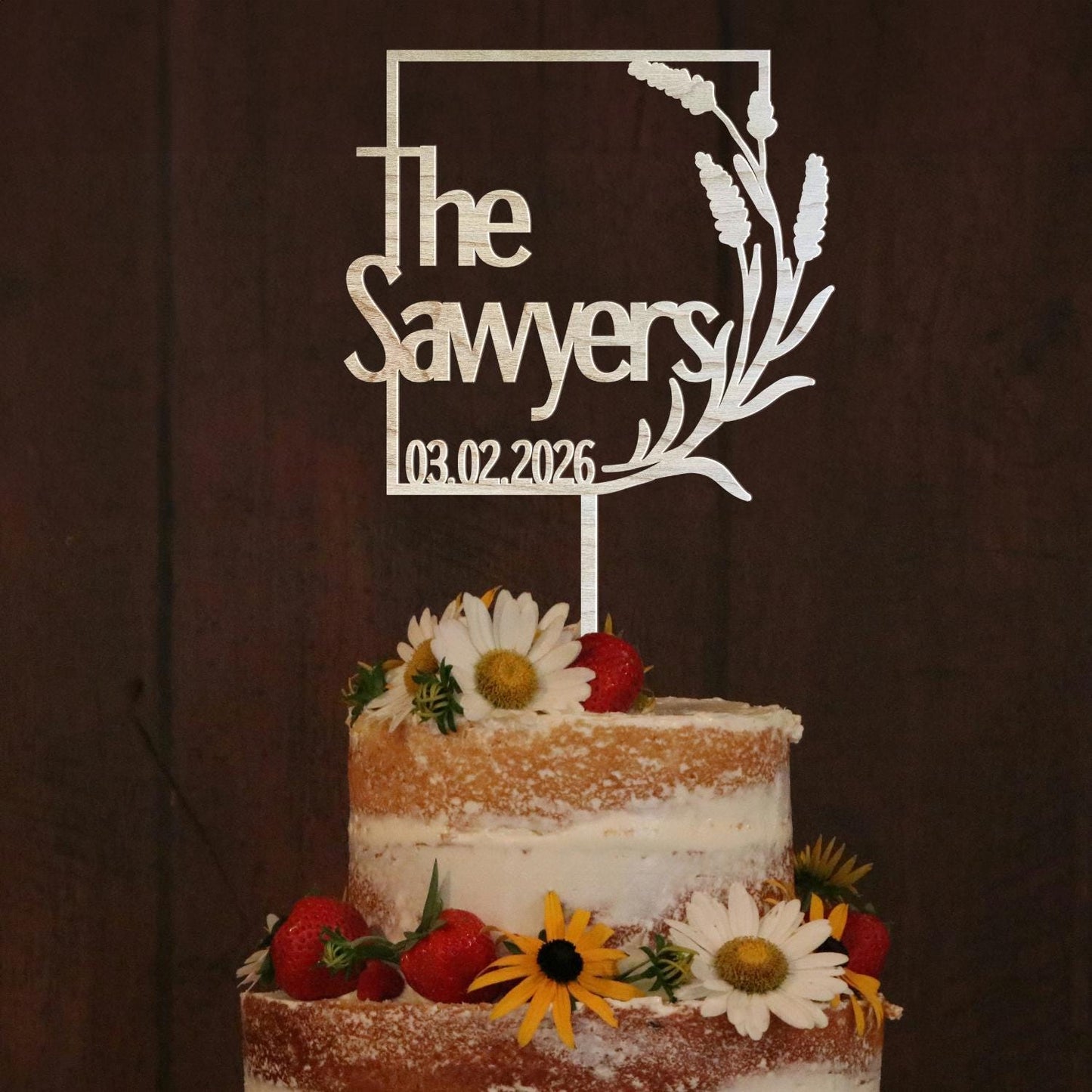 Wedding Personalized Cake Topper | Custom Name Cake Decor | Rustic Wedding Cake Decor | Anniversary Cake Topper | Personalized Wedding Decor