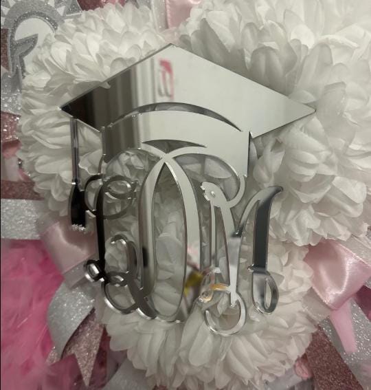 Homecoming Mum Acrylic Accents – Custom Monograms, Graduation Cap Designs, Names & More, 1/8" Acrylic with 50+ Colors