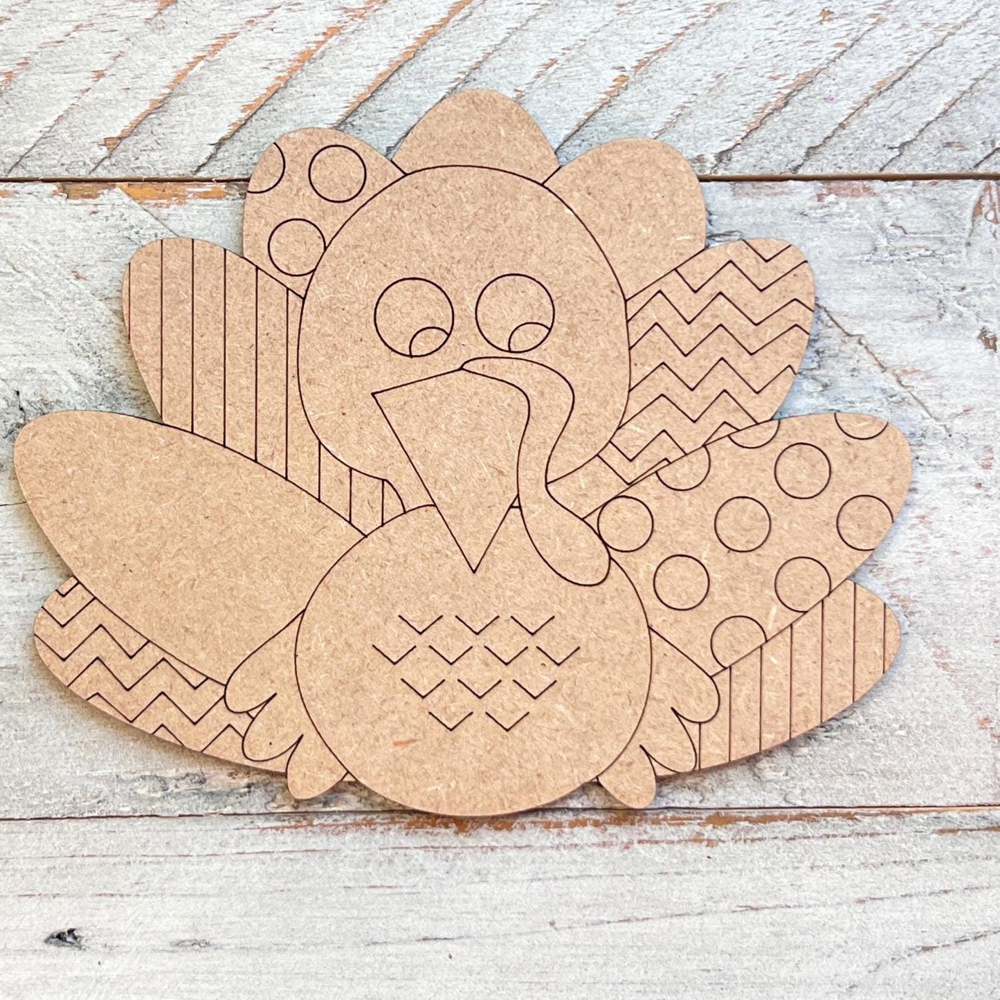 Wood Turkey Cutout |  Turkey - Paint by Line