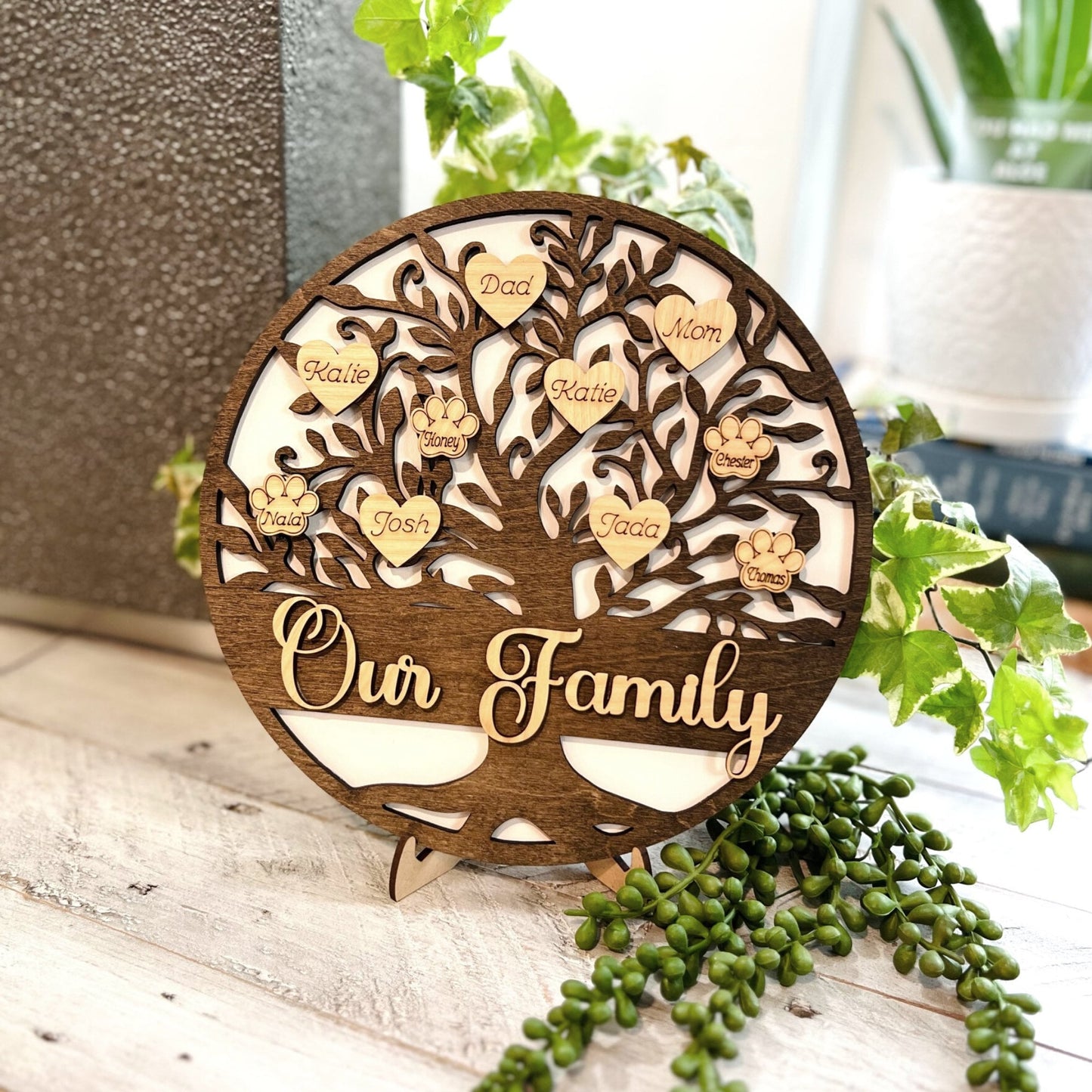 Family Tree | Personalized Family Tree Plaque | Grandkid Plaque | Our Family Plaque