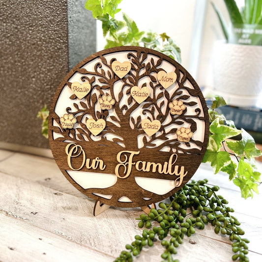 Family Tree | Personalized Family Tree Plaque | Grandkid Plaque | Our Family Plaque