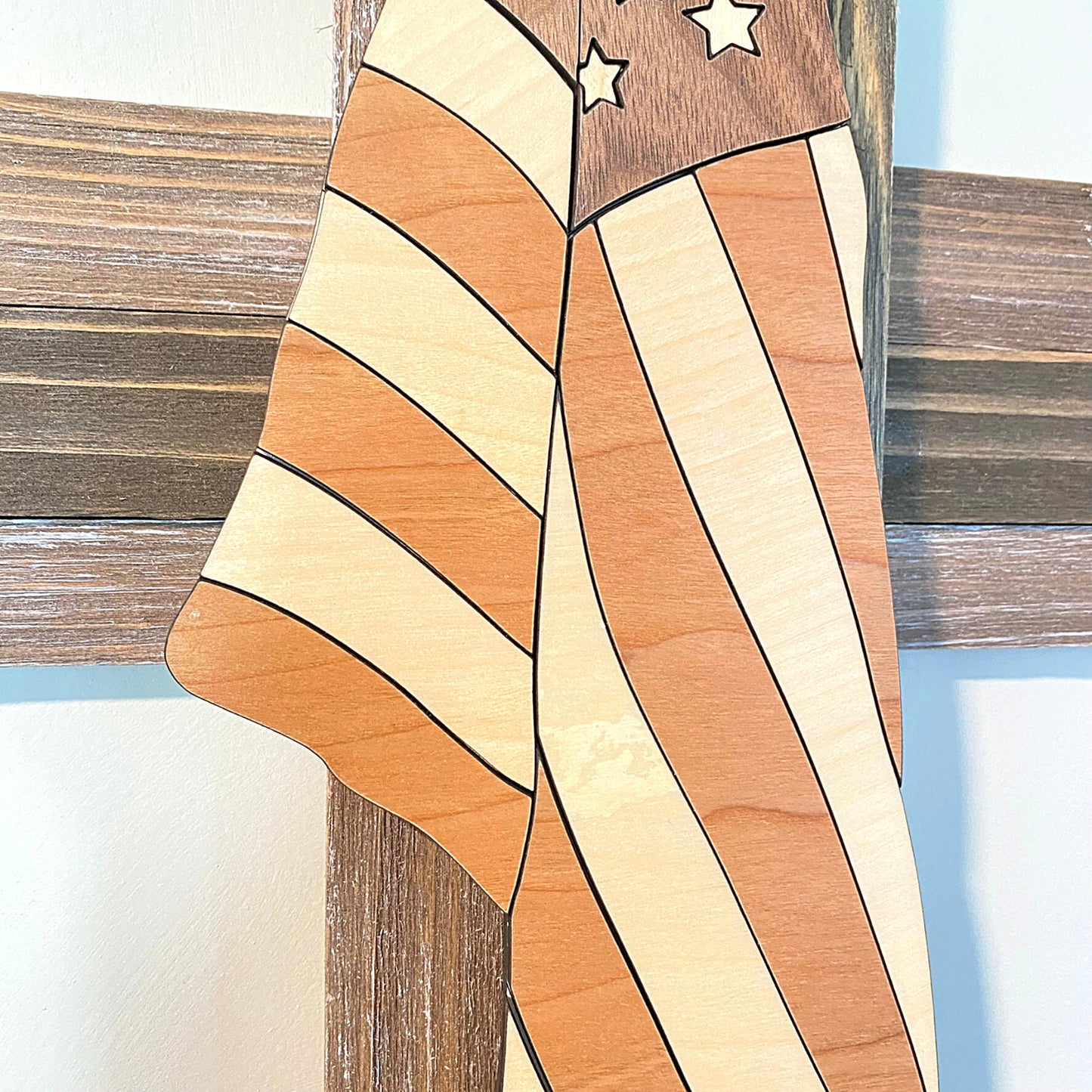Draped American Flag | 4th of July Decorations | Memorial Day Flag | Veteran's Day Decor | Handmade with Love | Krafty Supply Artwork