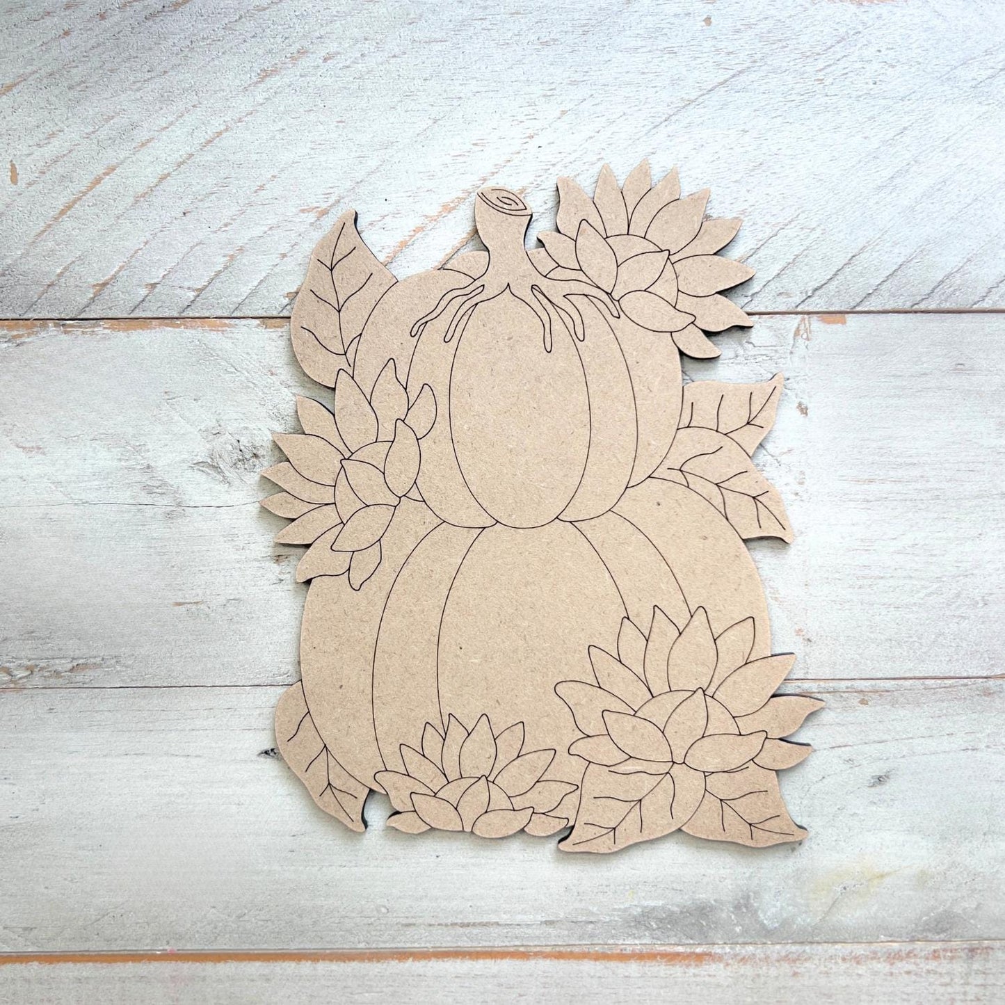 Stacked Pumpkins with Sunflowers  Fall Wood Craft- Paint by line