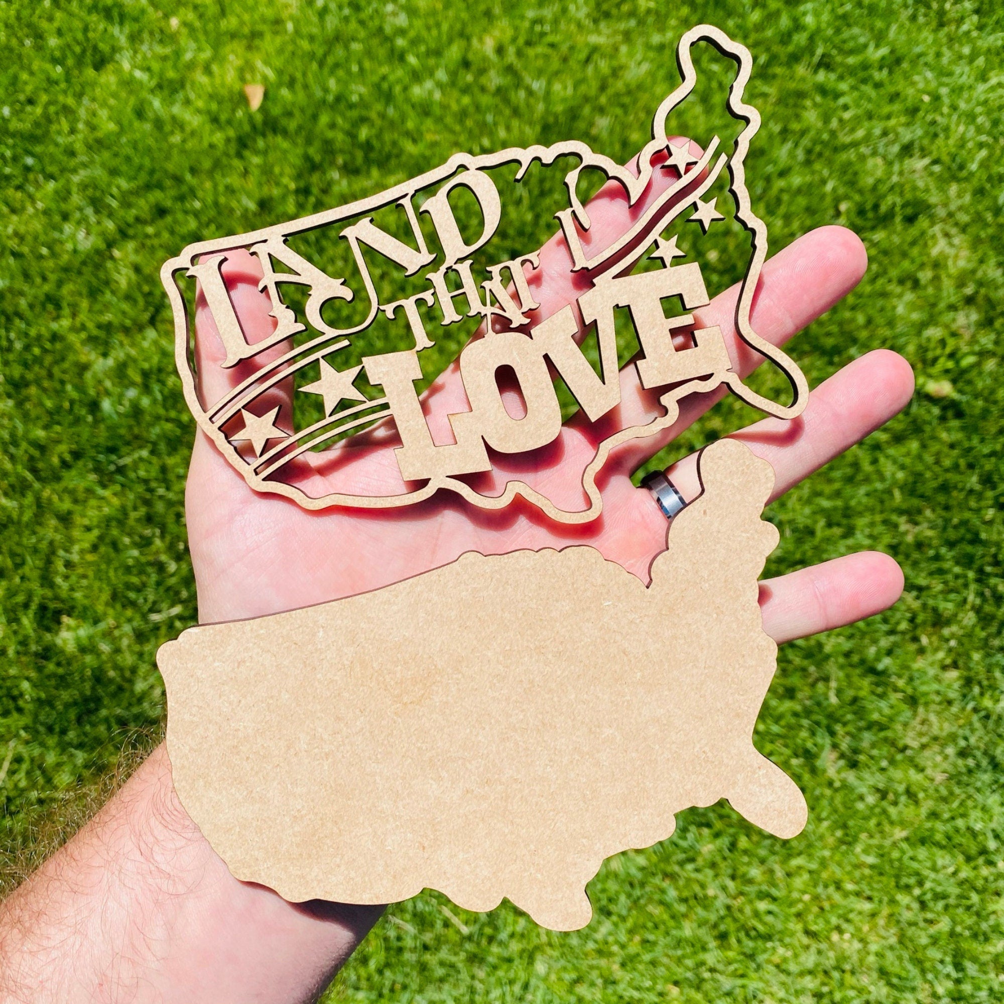 USA Shape SVG File Download - Laser Cut Files - 2 Layer Wood Art Piece for Glowforge, Mira, Thunder, Trotec, or Epilog - Downloadable