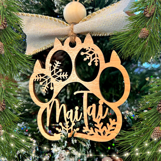 Personalized Pet Ornament | Christmas Paw Print | Custom Cat Print Ornament | Christmas Handmade Ornaments | Holiday Decor