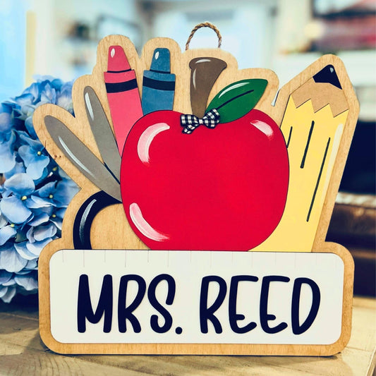 Personalized 3D Wooden Teacher Door Sign | Classroom Decorations | Welcome Back to School & Teacher Appreciation Gifts